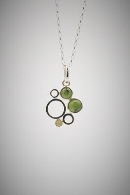 Moko Pounamu Contemporary 3 stone circle Greenstone and Sterling Silver Pendant - 95JP - SALE