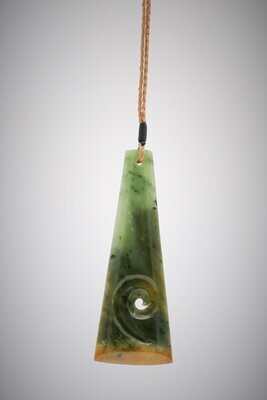 Moko Pounamu Toki NZ Genuine Inanga Flower Greenstone - Mangapakeha