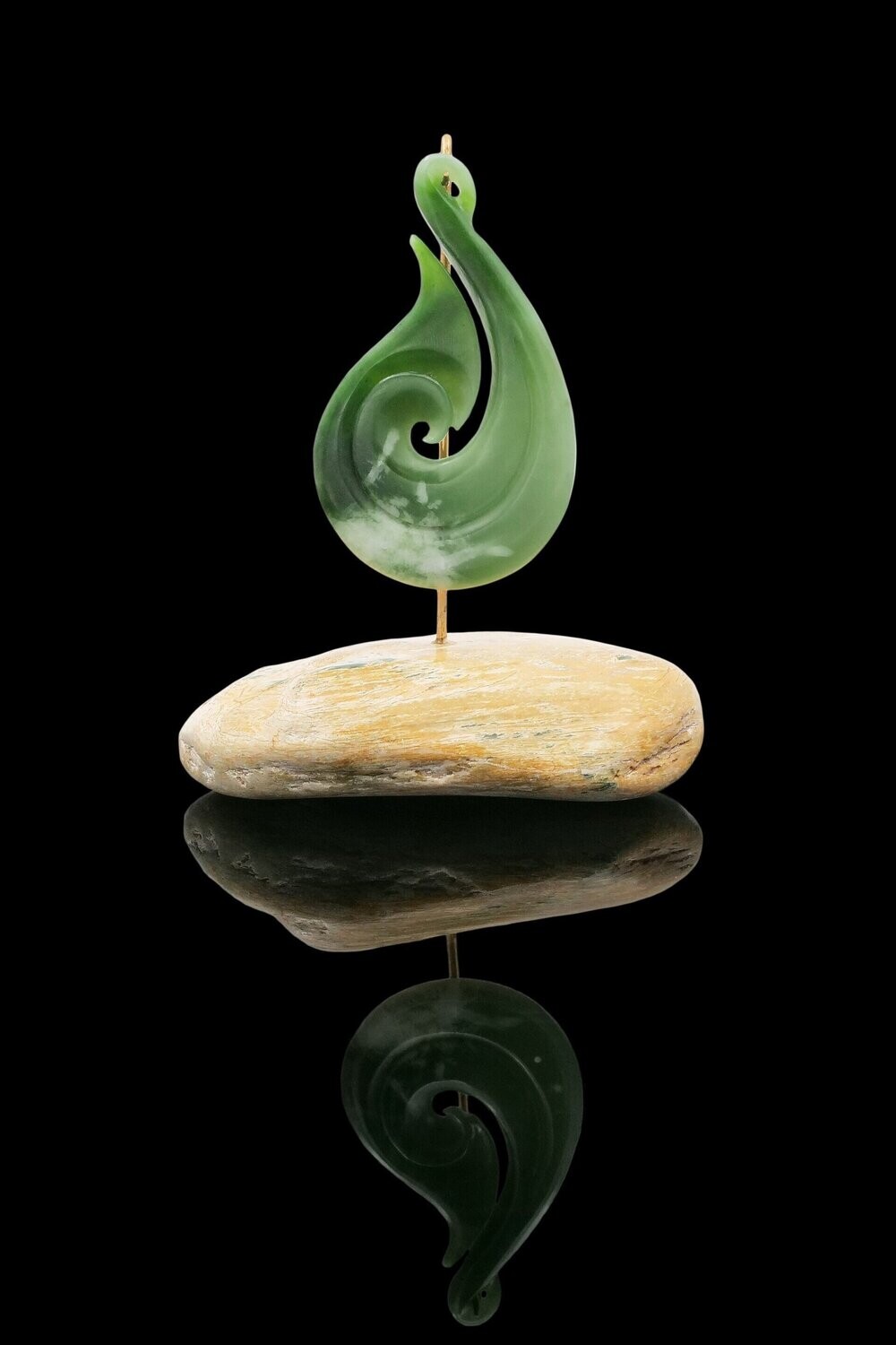 Moko Pounamu Hei Matau NZ Genuine Kahurangi Greenstone - Pareora