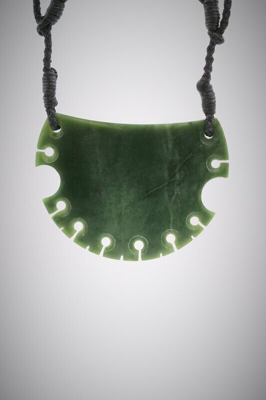 Moko Pounamu Kouma (Breastplate) Notched NZ Genuine Kawakawa Greenstone - Moawhango SALE