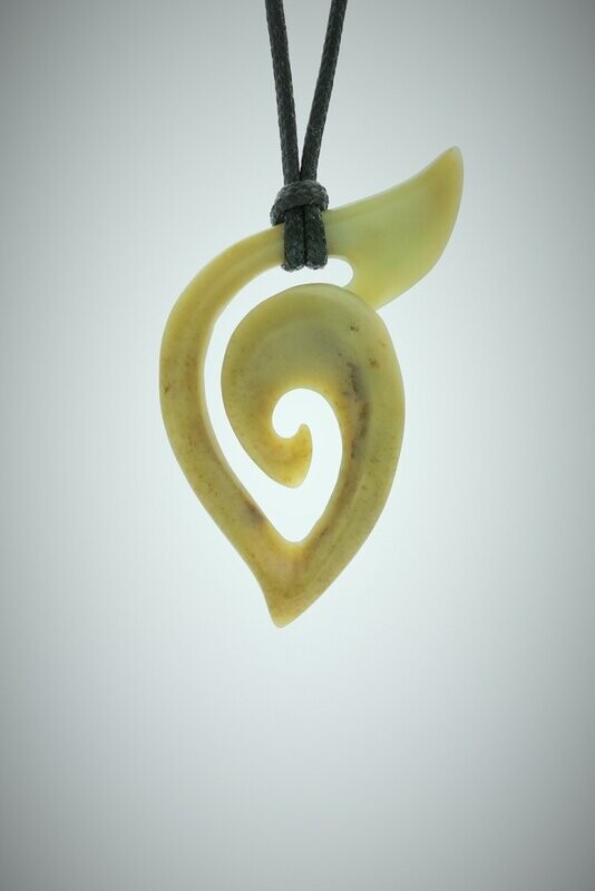 Moko Pounamu Contemporary Koru NZ Genuine Inanga Greenstone - Poroutawhao