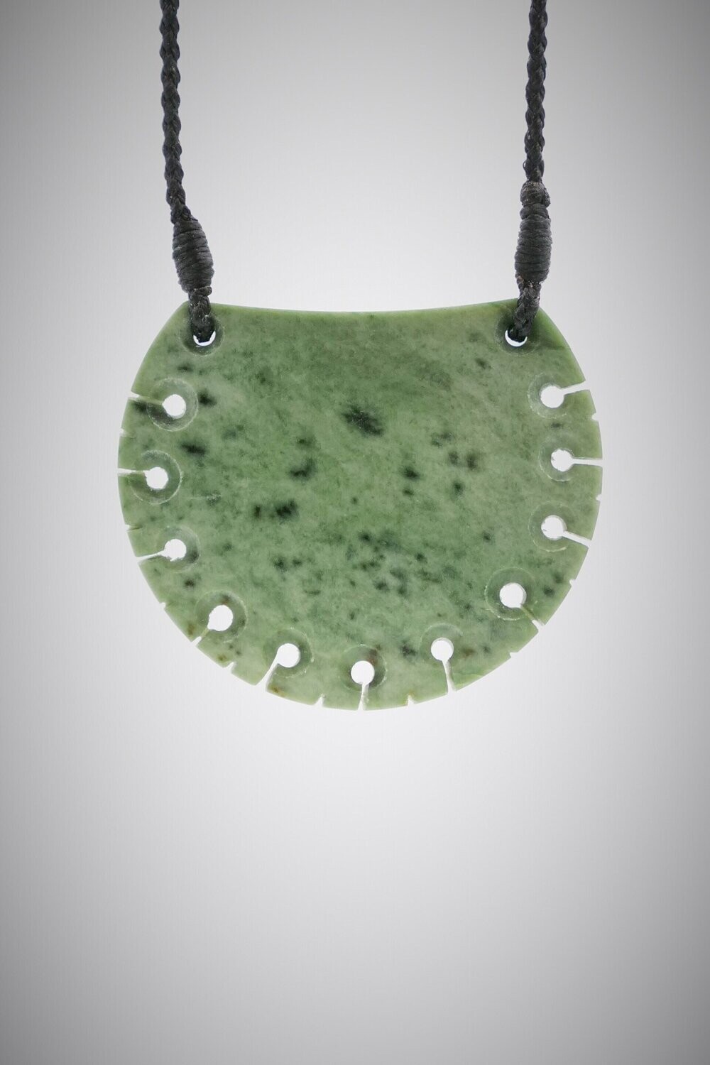 Moko Pounamu Notched Kouma (Breastplate) NZ Genuine Kokopu Greenstone - Turitea SALE