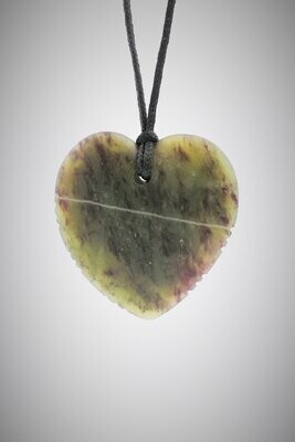 Moko Pounamu Notched Heart NZ Genuine Totoweka Greenstone - Taikorea