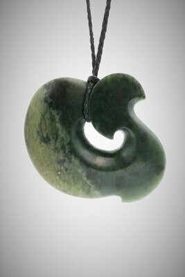 Moko Pounamu Contemporary Koru NZ Genuine Kawakawa Greenstone - Whiowhio