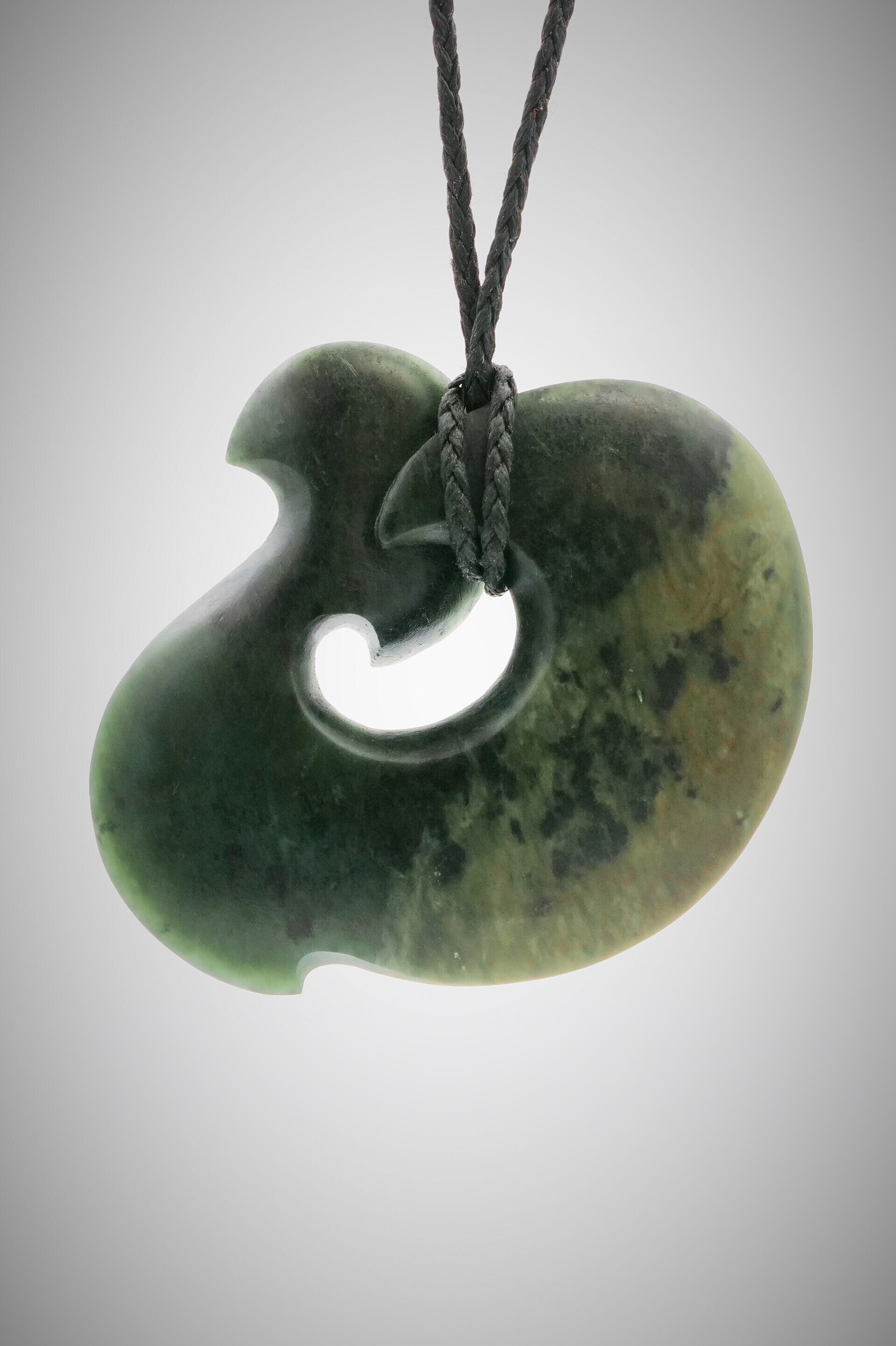 Moko Pounamu Contemporary Koru NZ Genuine Kawakawa Greenstone - Whiowhio