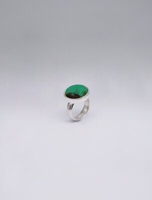 Brian Adam Sterling Silver and Chrysoprase Bezel Setting Ring Small