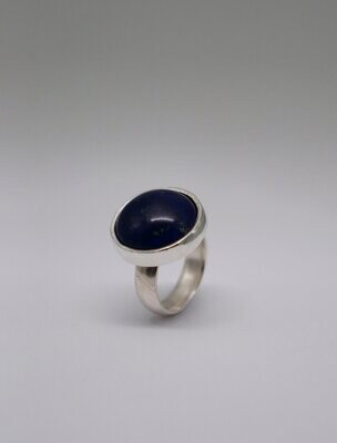 Brian Adam Sterling Silver and Natural Lapis Lazuli Round Domed Ring