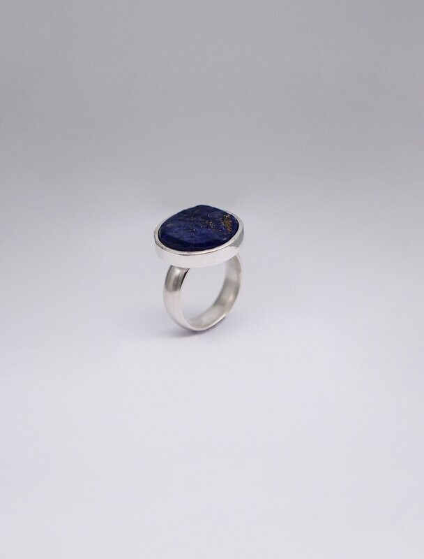 Brian Adam Sterling Silver and Natural Lapis Lazuli Rough Round  Ring - SALE
