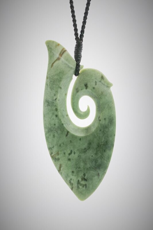 Moko Pounamu Koru NZ Genuine Kokopu Greenstone - Kaniere