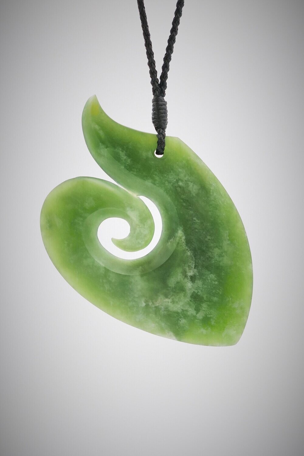 Moko Pounamu Contemporary Koru NZ Genuine Kahotea Greenstone - Arimawha