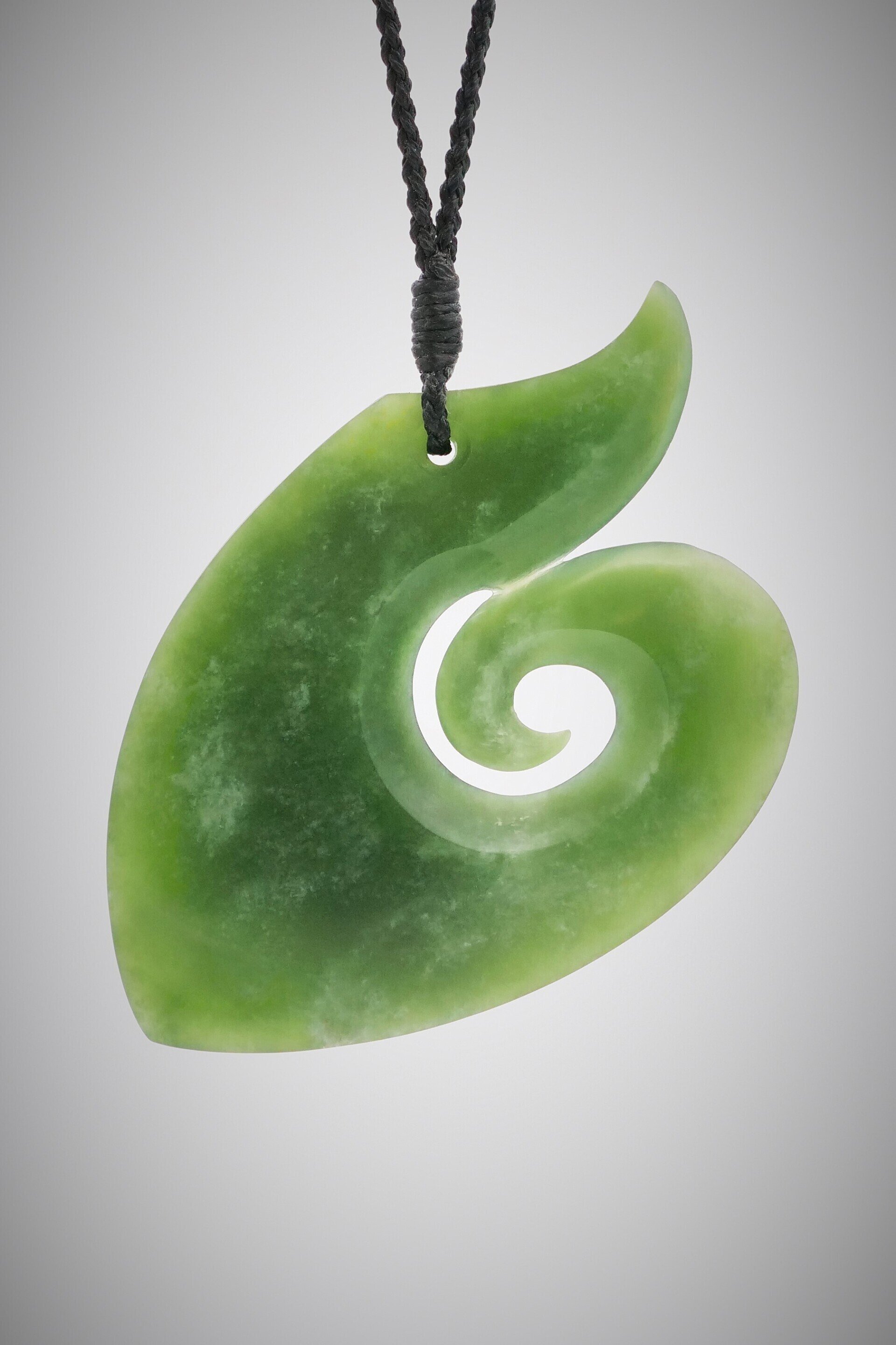 Moko Pounamu Contemporary Koru NZ Genuine Kahotea Greenstone - Arimawha
