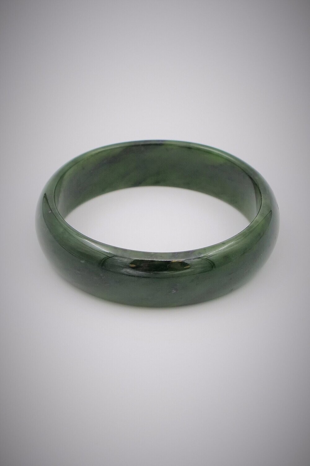 Moko Pounamu Solid Bangle NZ Genuine Kawakawa Greenstone - Tikokino