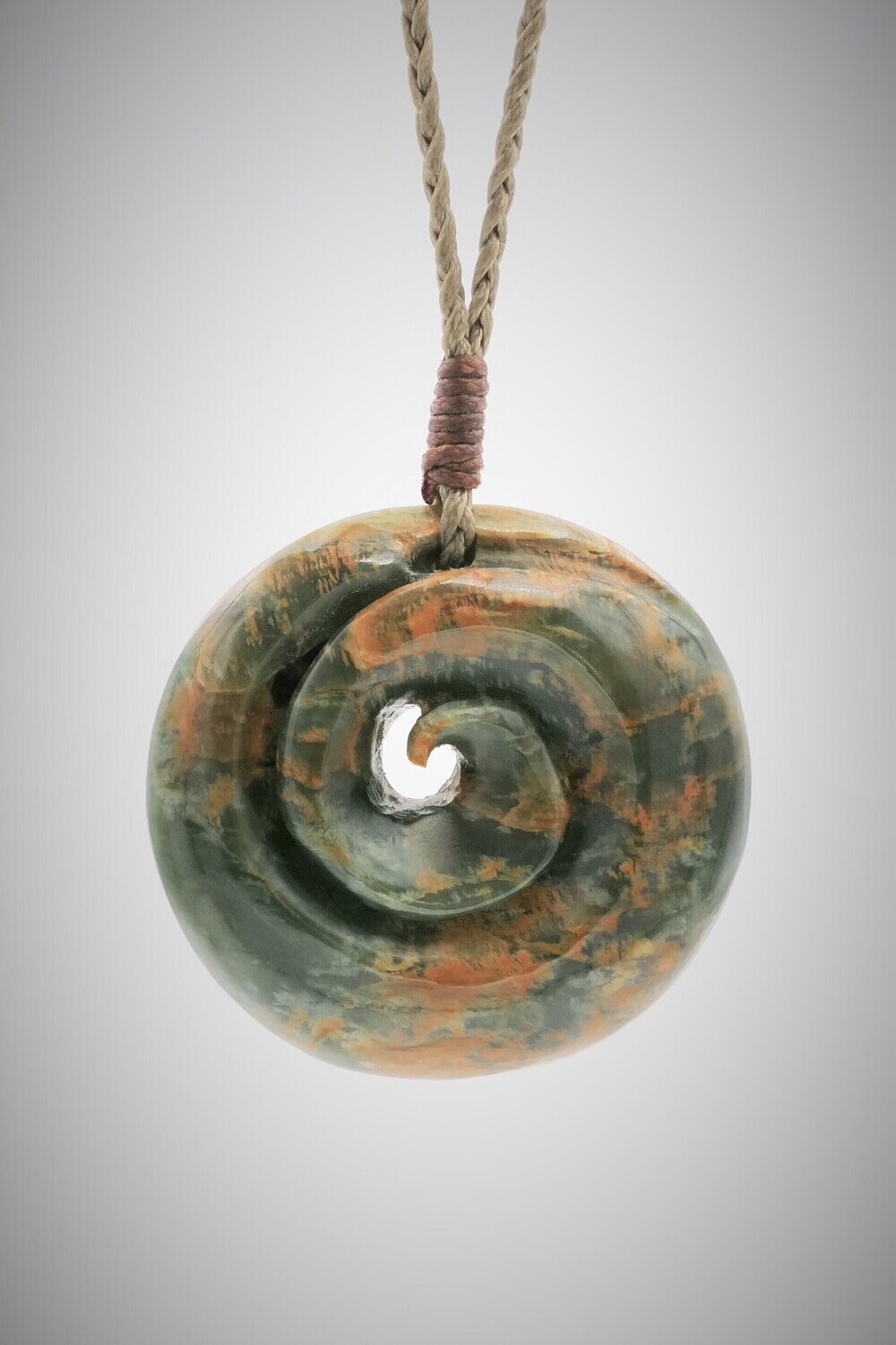 Moko Pounamu  Koru NZ Genuine Kawakawa Flower Greenstone - Kuriwao