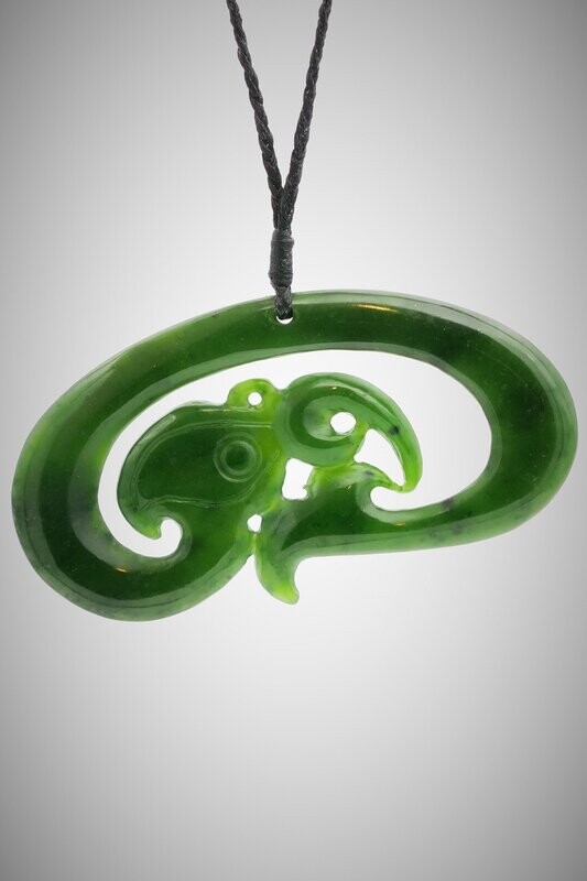 Moko Pounamu Koropepe NZ Genuine Kawakawa Greenstone - Minginui