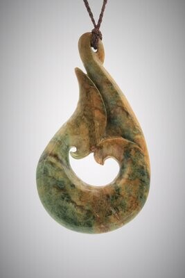 Moko Pounamu Hei Matau (Fishhook) NZ Genuine Raukaraka Greenstone - Pokaka