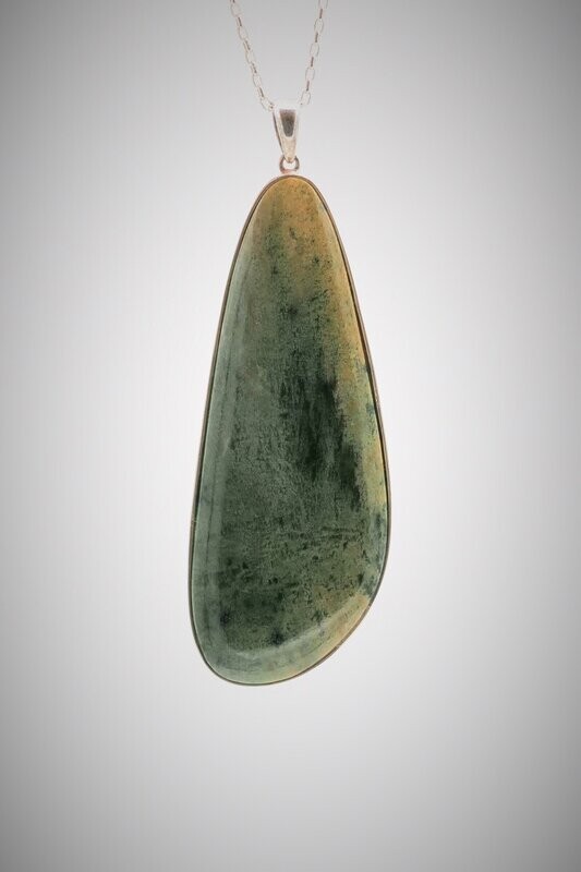 Moko Pounamu Kawakawa Flower Greenstone and Sterling Silver Pendant