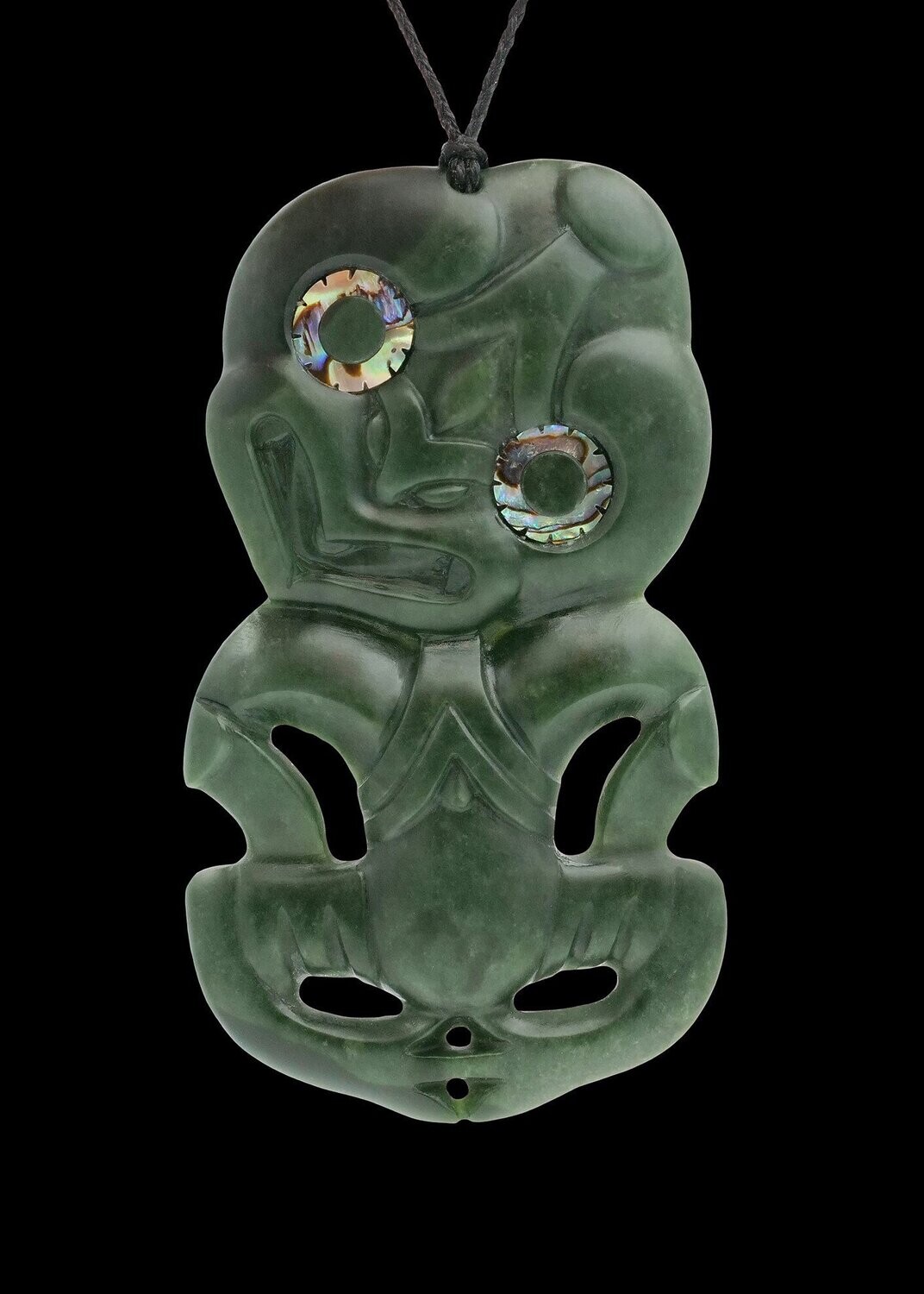 Moko Pounamu Hei Tiki NZ Genuine Kawakawa Greenstone - Waipunga