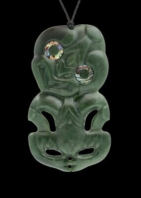 Moko Pounamu Hei Tiki NZ Genuine Kawakawa Greenstone - Waipunga