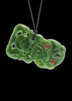 Moko Pounamu Hei Tiki Sculpture NZ Genuine Kahurangi Greenstone - Waerengaokuri