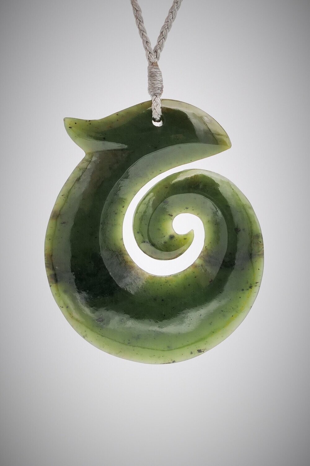 Moko Pounamu Greenstone Koru NZ Genuine Kawakawa Pounamu - Waikite