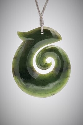 Moko Pounamu Greenstone Koru NZ Genuine Kawakawa Pounamu - Waikite