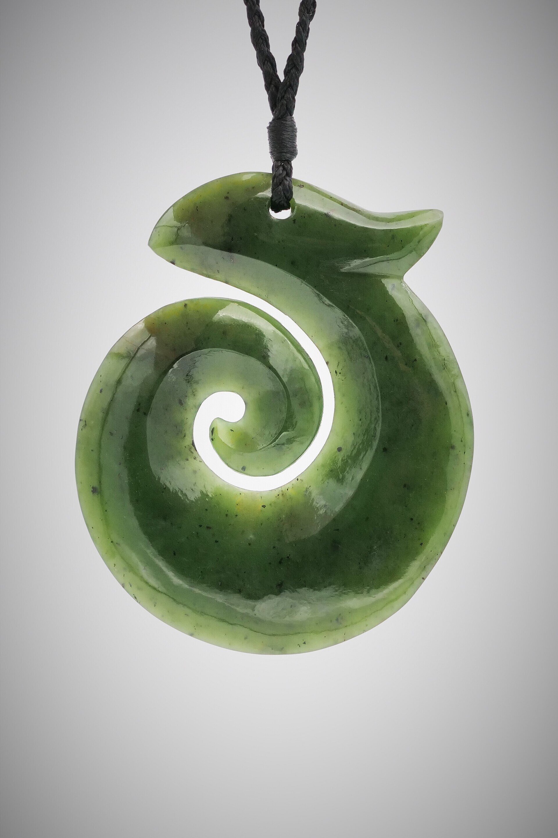 Moko Pounamu Greenstone Koru NZ Genuine Kawakawa Pounamu - Pomona
