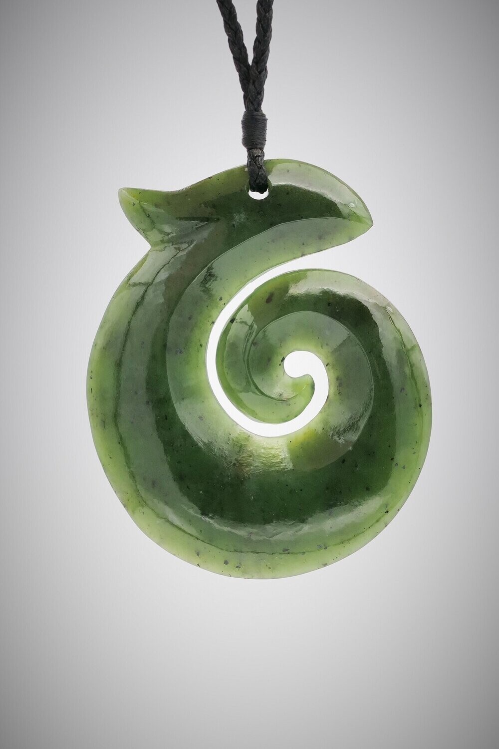 Moko Pounamu Greenstone Koru NZ Genuine Kawakawa Pounamu - Pomona