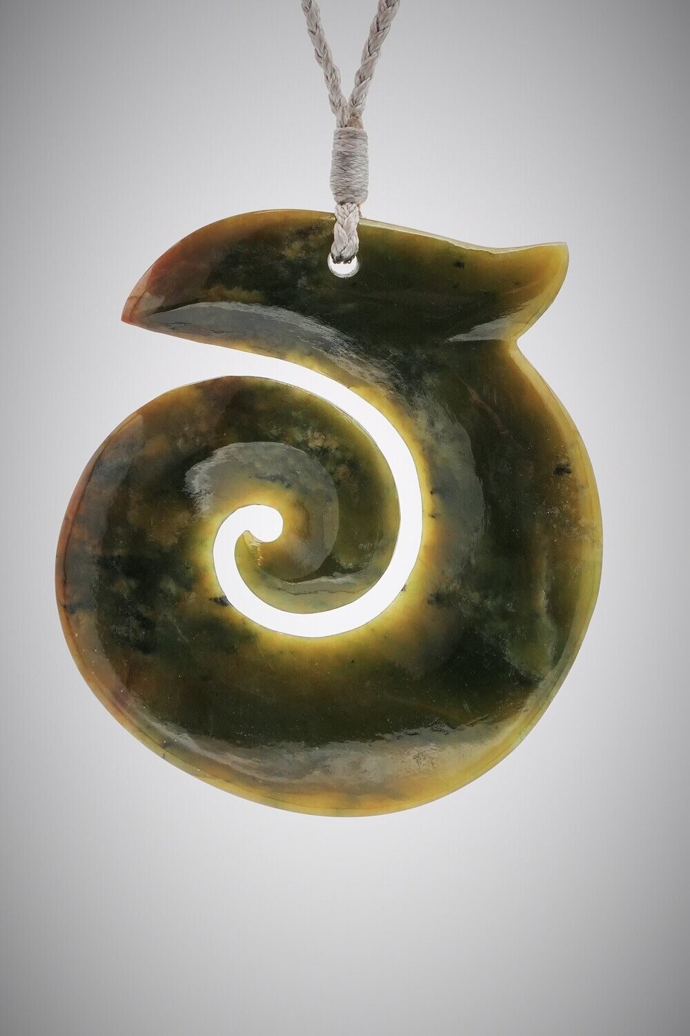 Moko Pounamu Greenstone Koru NZ Genuine Raukaraka Pounamu - Awakeri