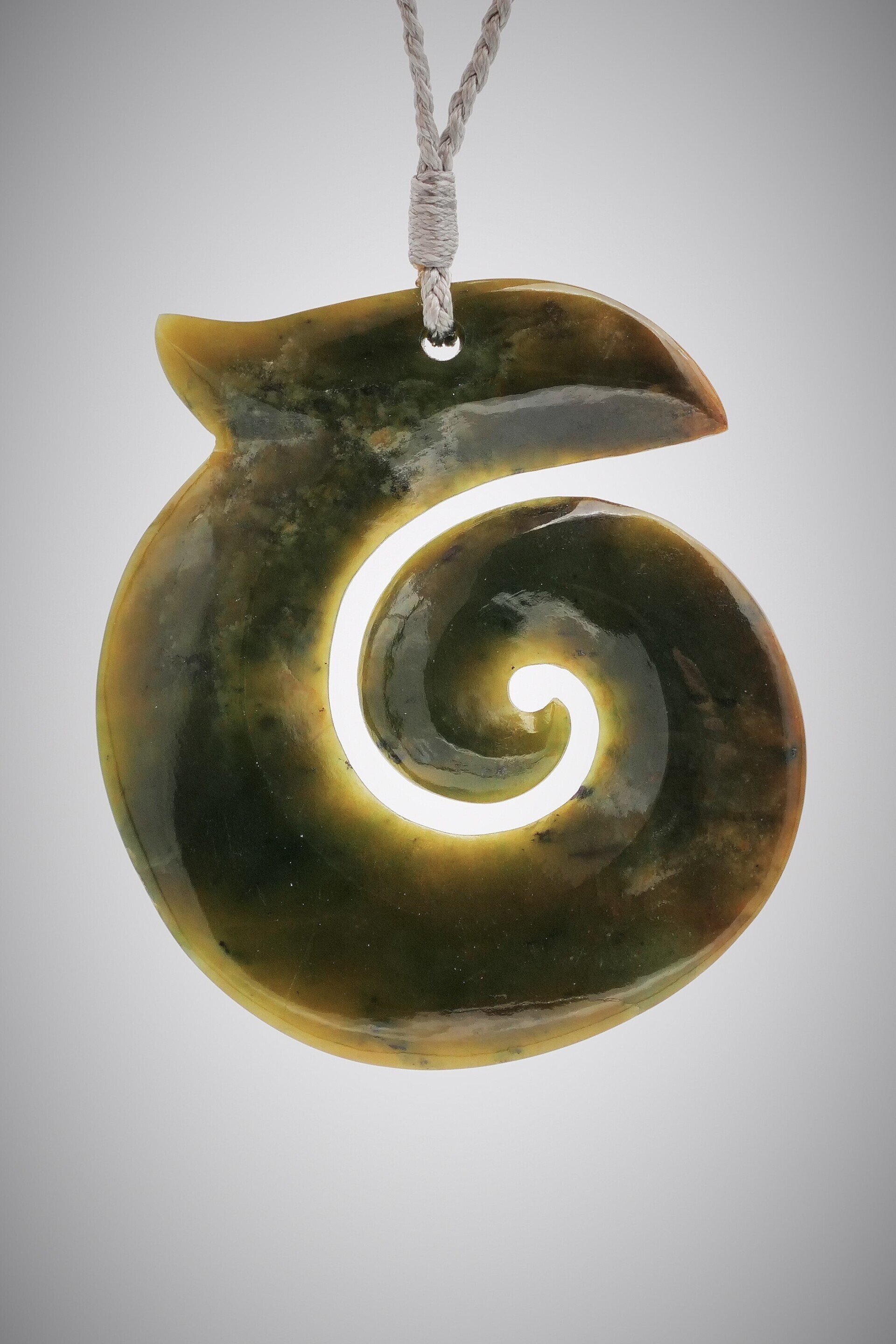 Moko Pounamu Greenstone Koru NZ Genuine Raukaraka Pounamu - Awakeri