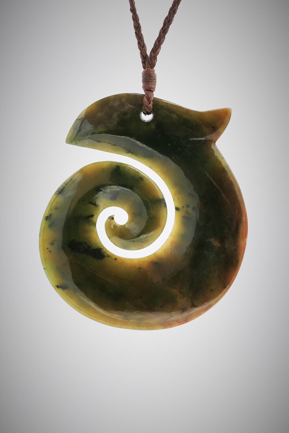 Moko Pounamu Greenstone Koru NZ Genuine Raukaraka Pounamu - Awakeri