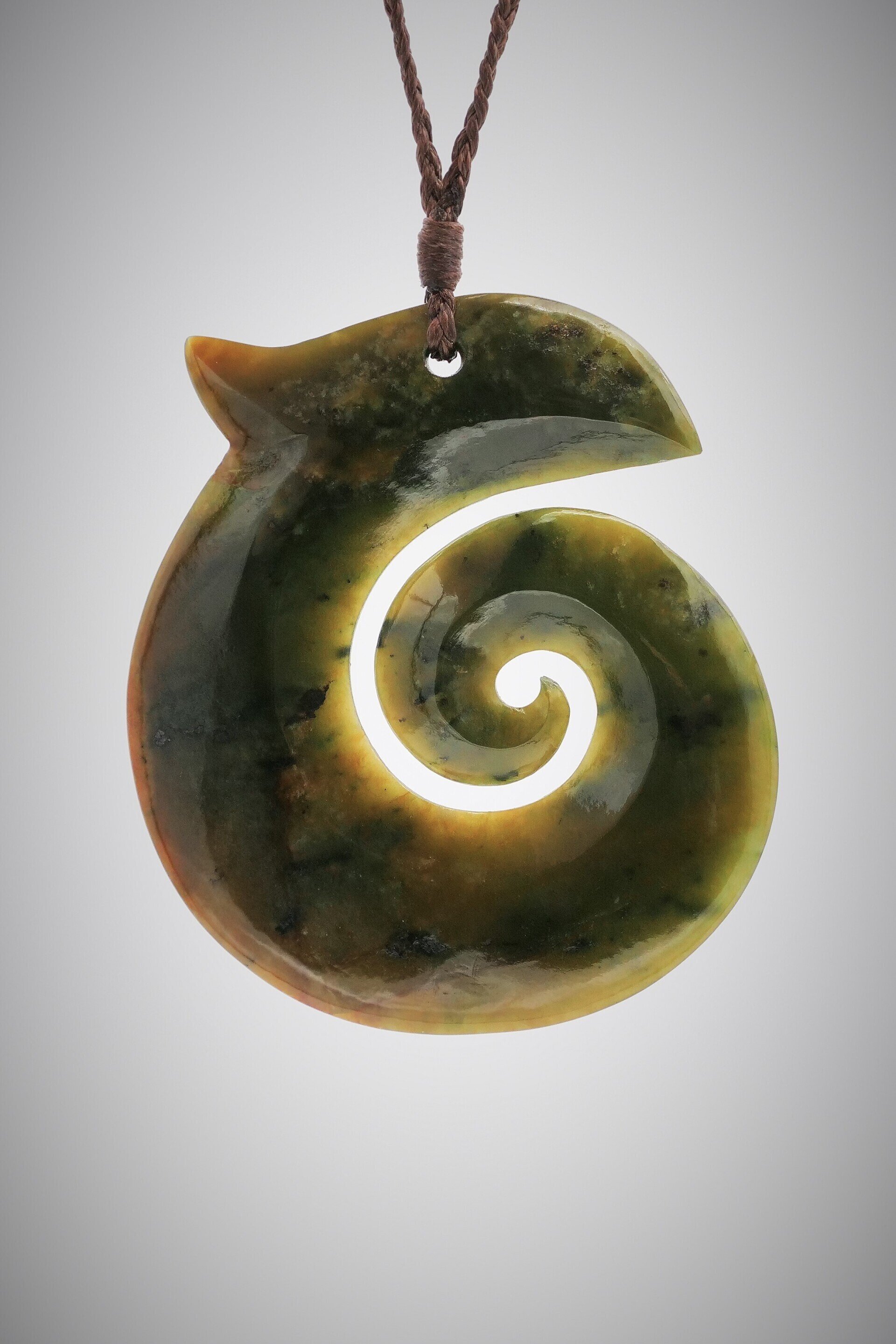 Moko Pounamu Greenstone Koru NZ Genuine Raukaraka Pounamu - Awakeri