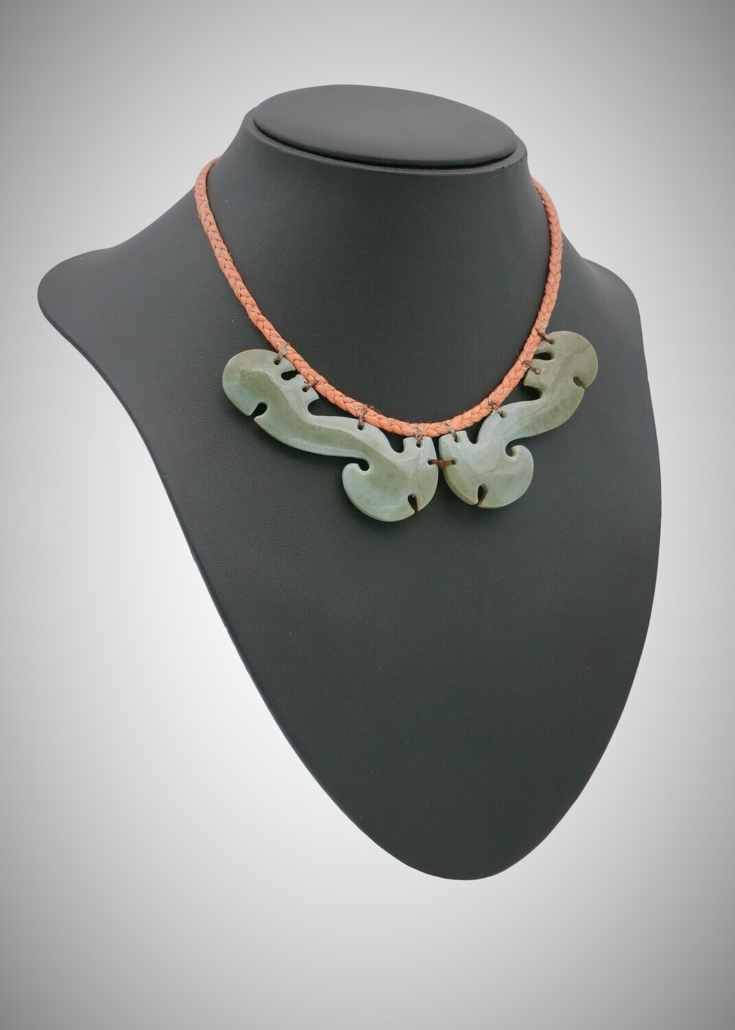 Moko Pounamu Contemporary Necklace Greenstone NZ Genuine Inanga stone - Onauku