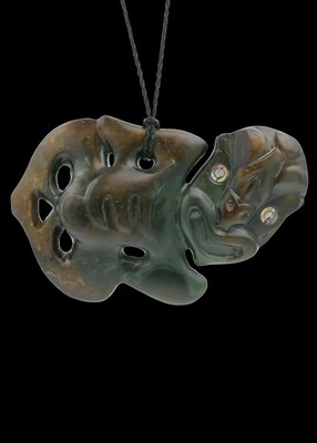 Moko Pounamu Hei Tiki NZ Genuine Raukaraka Greenstone - Taringamotu