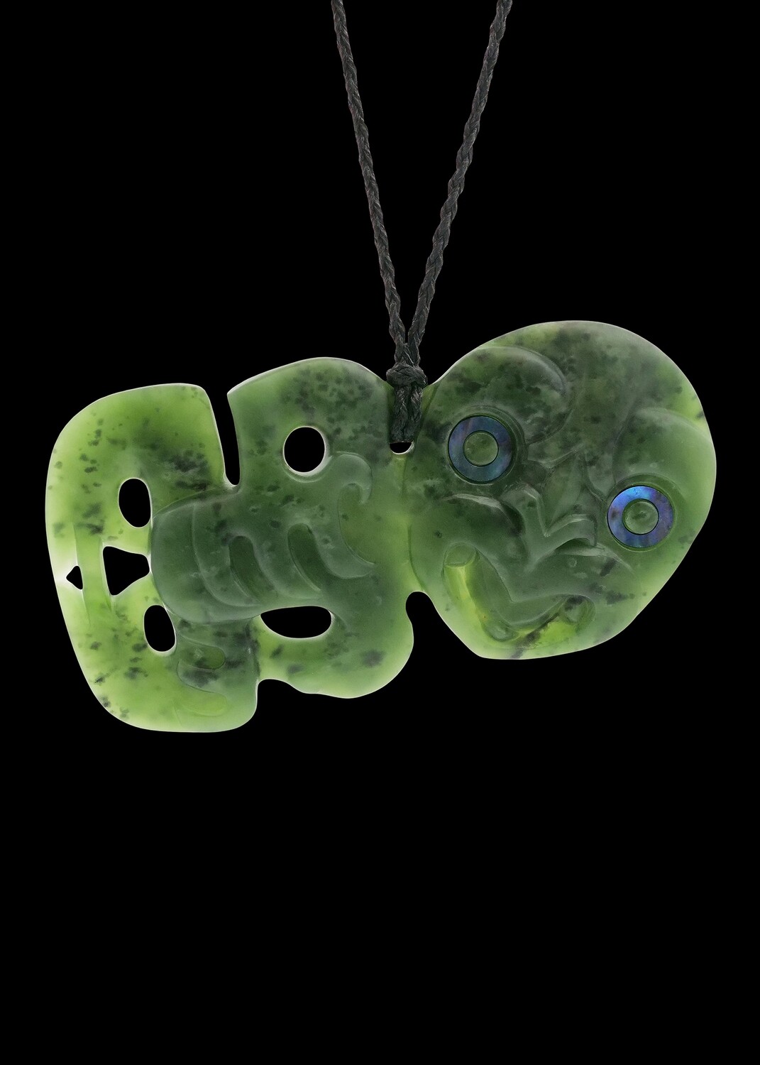 Moko Pounamu Hei Tiki NZ Genuine Kawakawa Greenstone - Taumarunui