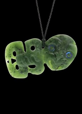 Moko Pounamu Hei Tiki NZ Genuine Kawakawa Greenstone - Taumarunui