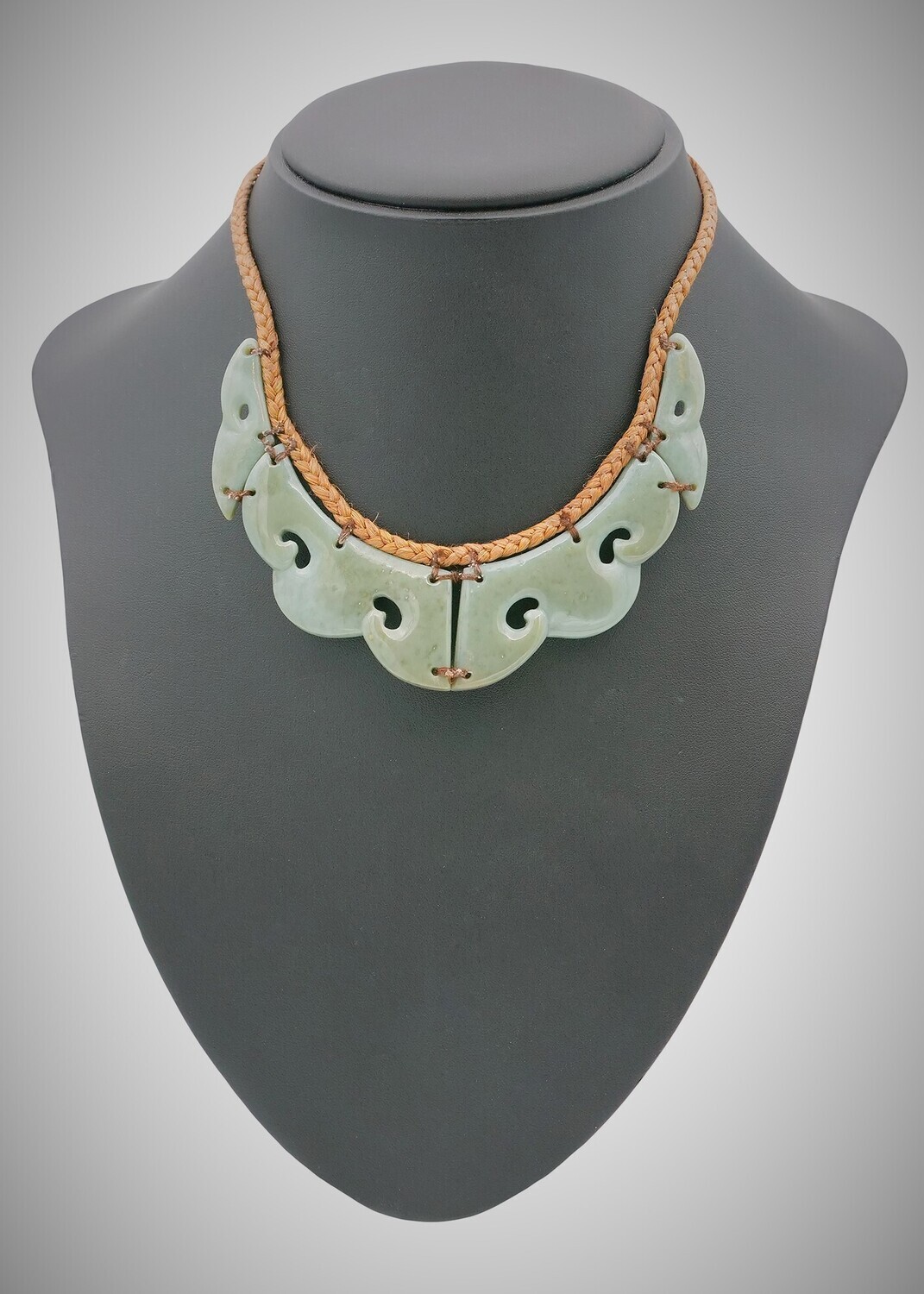 Moko Pounamu Contemporary Necklace Greenstone NZ Genuine Inanga stone - Putaruru