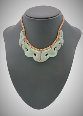 Moko Pounamu Contemporary Necklace Greenstone NZ Genuine Inanga stone - Putaruru
