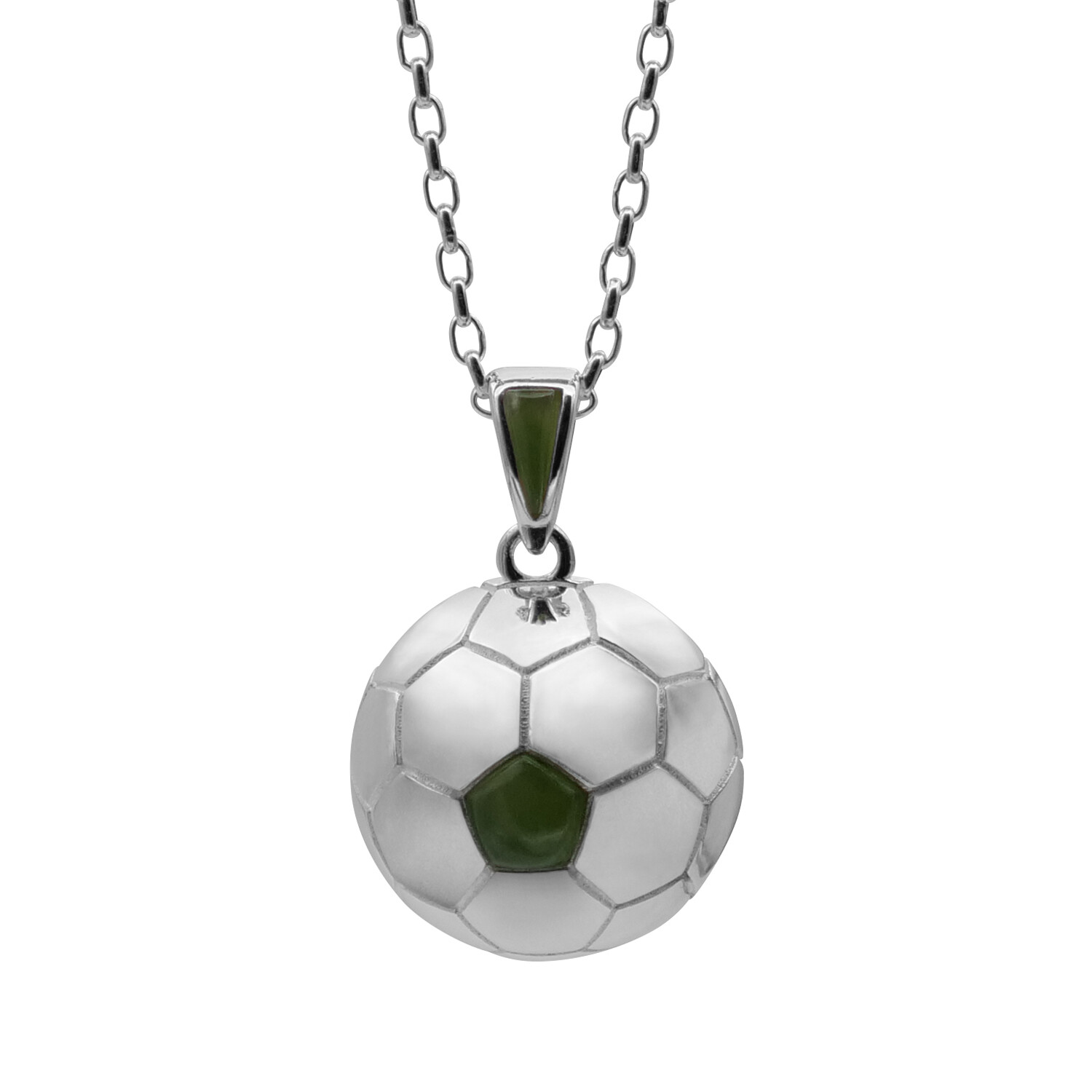 Moko Pounamu NZ Football Sterling Silver & Pounamu Half Football Pendant - NZF-10