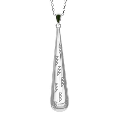 Moko Pounamu Sterling Silver Weave Drop Pendant with Pounamu Bail 15A-9