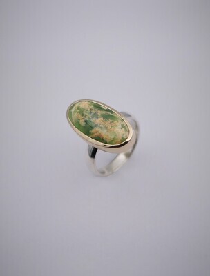 Gilt Jewellery Marsden Flower Pounamu, 9ct Gold & Sterling Silver Ring Lrg