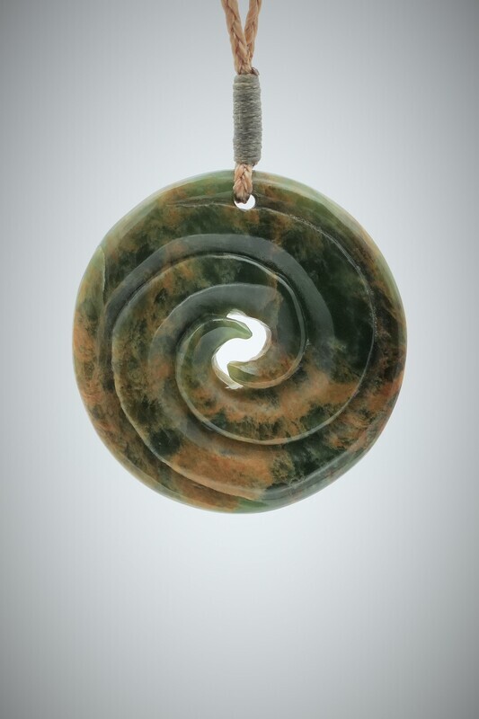 Moko Pounamu Contemporary Koru NZ Genuine Kawakawa Flower Greenstone -  Waerenga