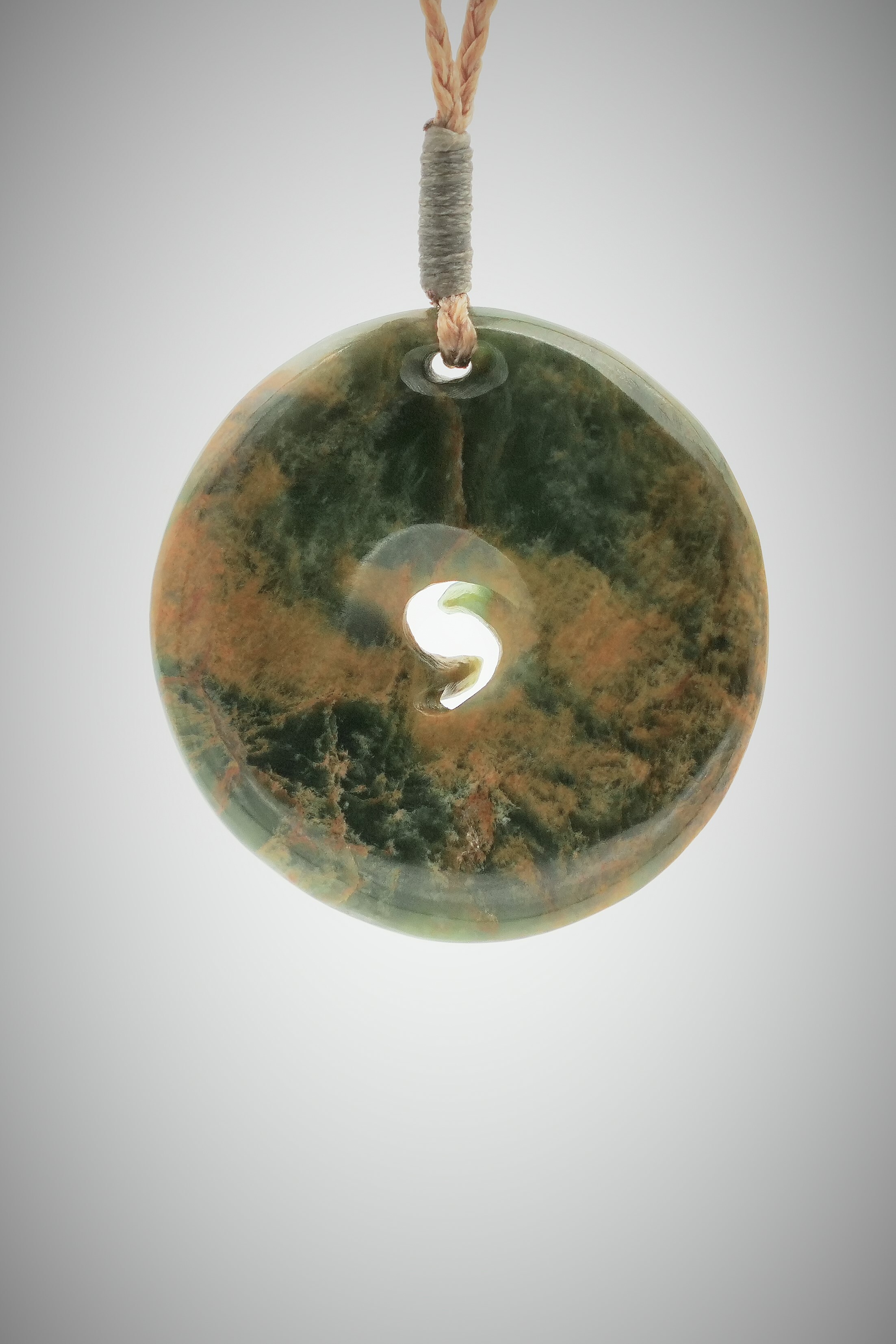Moko Pounamu Contemporary Koru NZ Genuine Kawakawa Flower Greenstone - Waerenga