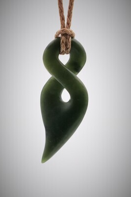Moko Pounamu Contemporary Single Pikorua NZ Genuine Kawakawa Greenstone - Kawau