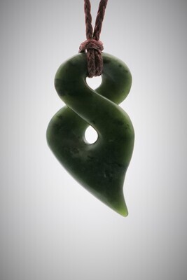 Moko Pounamu Contemporary Single Pikorua NZ Genuine Kawakawa Greenstone - Waikorariki