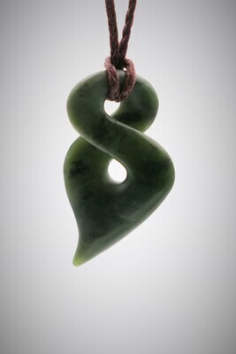 Moko Pounamu Contemporary Single Pikorua NZ Genuine Kawakawa Greenstone - Waikorariki