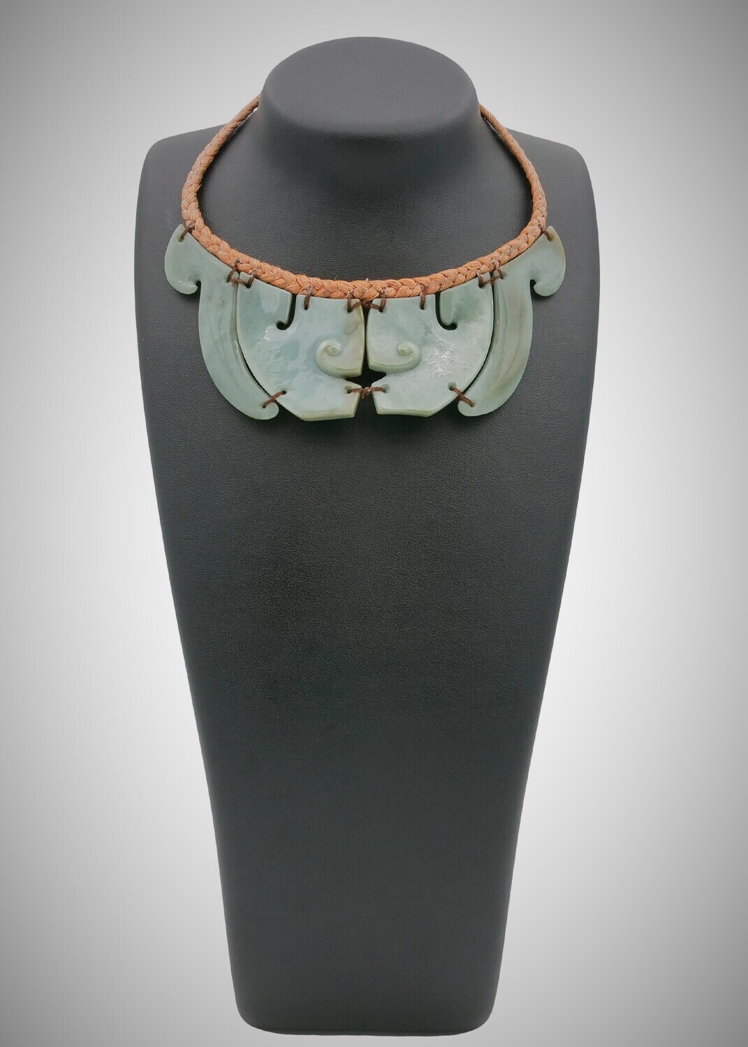 Moko Pounamu Contemporary Necklace Greenstone NZ Genuine Inanga stone - Matakana