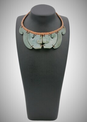 Moko Pounamu Contemporary Necklace Greenstone NZ Genuine Inanga stone - Matakana