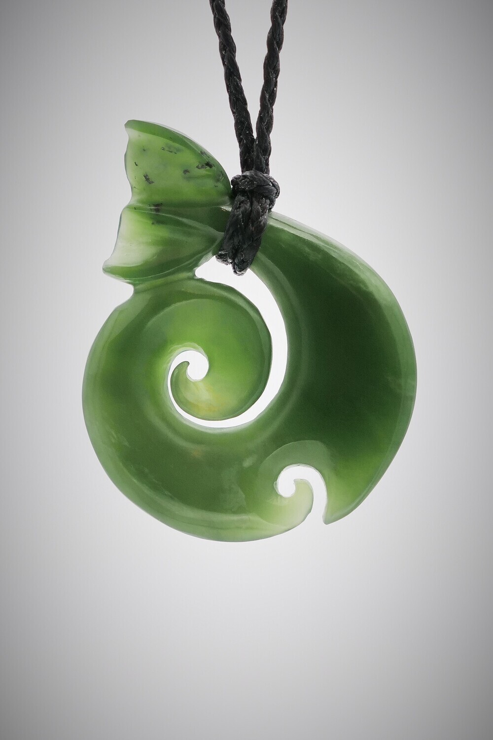 Moko Pounamu Whales Tail NZ Genuine Kahurangi Flower Greenstone - Matarahui