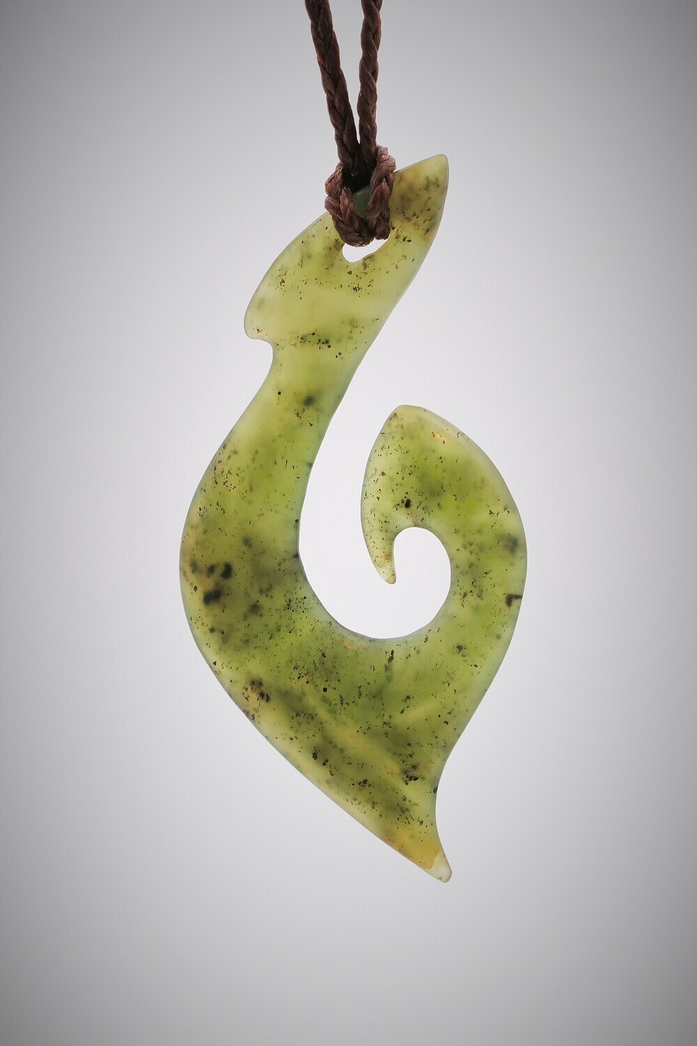 Moko Pounamu Hook (Hei Matau) NZ Genuine Totoweka Greenstone - Matiatia