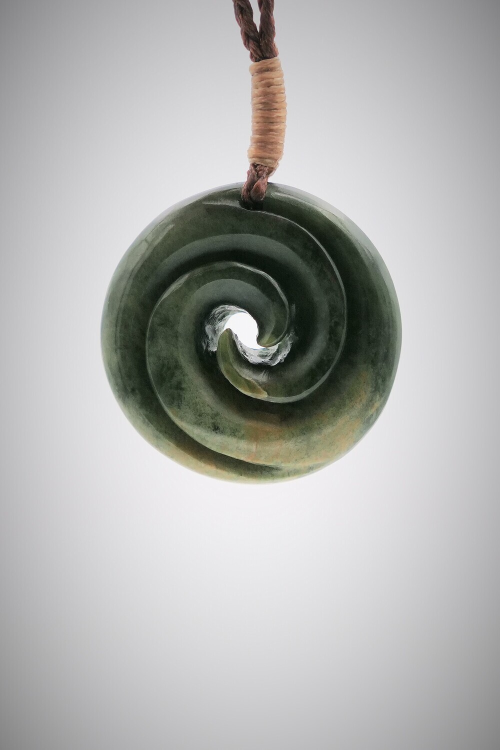 Moko Pounamu Contemporary Koru NZ Genuine Kawakawa Flower Greenstone -  Wharetana